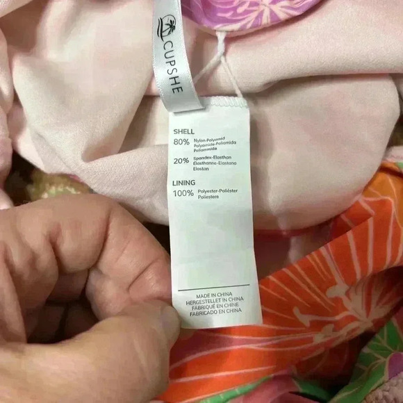 Cupche Swimsuit One Piece Tummy Cutout Tropical Print Cheeky Sz M - Picture 12 of 13